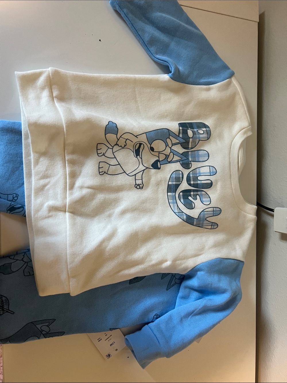 Blue & White Bluey Graphic Sweatset - baby/toddler 12M